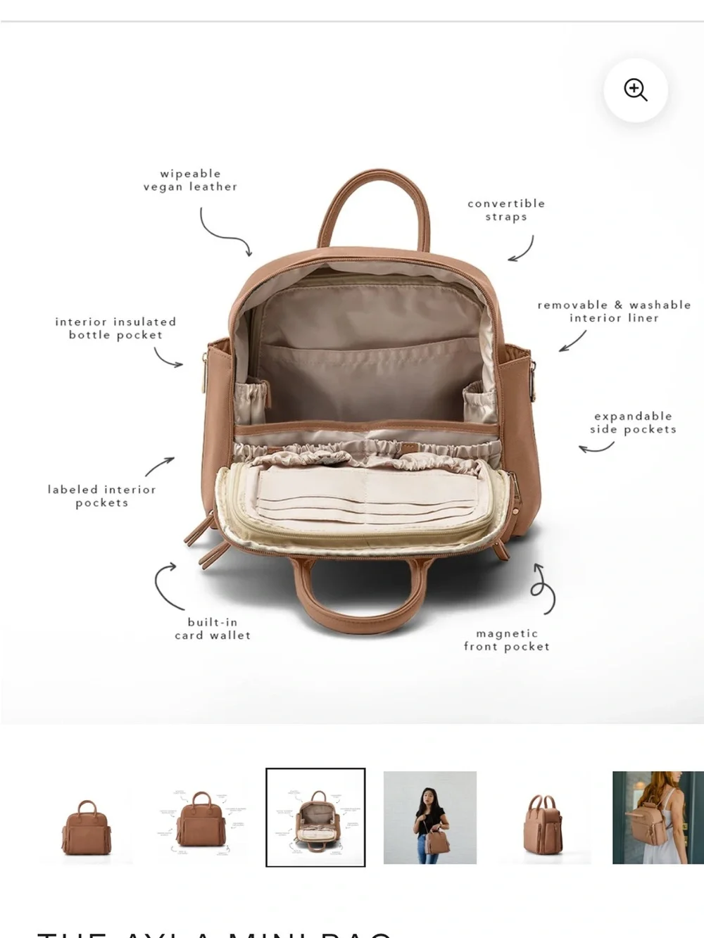 Ayla & Co Blush Tan Convertible Baby Bag